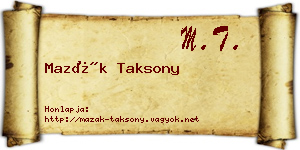 Mazák Taksony névjegykártya
